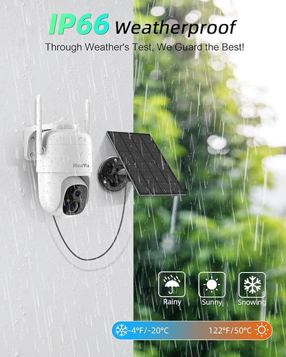 MaxiViz Solar Security Camera Wireless Outdoor, 360° View Qutdoor Cameras for Home Security with AI Motion Detection, 2K Color Night Vision, Two-Way Talk, IP66 Weatherproof, SD/Cloud Storage