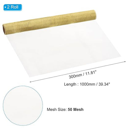 PATIKIL Brass Woven Wire Mesh Screen Roll 39x12, 2 Roll 50 Mesh Filter Metal Coarse Dense Gauze Mesh for Window Security Vent Cover Filtration Animals Fence, Yellow