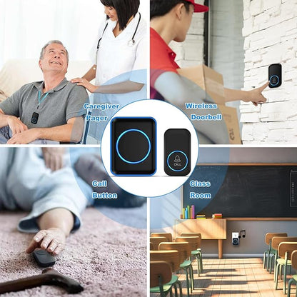 Caregiver Pager, FullHouse Wireless Call Button 1000+ Feet, SOS Alert Nurse Calling Elderly Fall Help System for Patient/Disabled Monitoring at Home, IP55 Waterproof