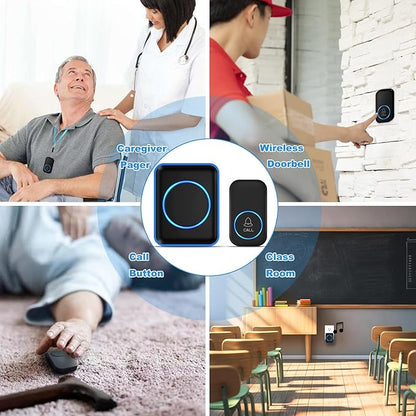 Caregiver Pager, FullHouse Wireless Call Button 1000+ Feet, SOS Alert Nurse Calling Elderly Fall Help System for Patient/Disabled Monitoring at Home, IP55 Waterproof