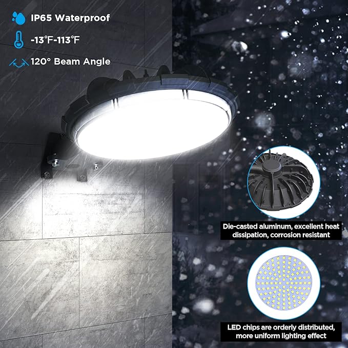 deerdance LED Barn Light, 80W 120V Hardwired Dusk to Dawn Outdoor Lighting with 10000LM 5000K Daylight, IP65 Waterproof Area Street Lights for Outdoor Barns Farmhouse Garage Yard Warehouse (2Pack)