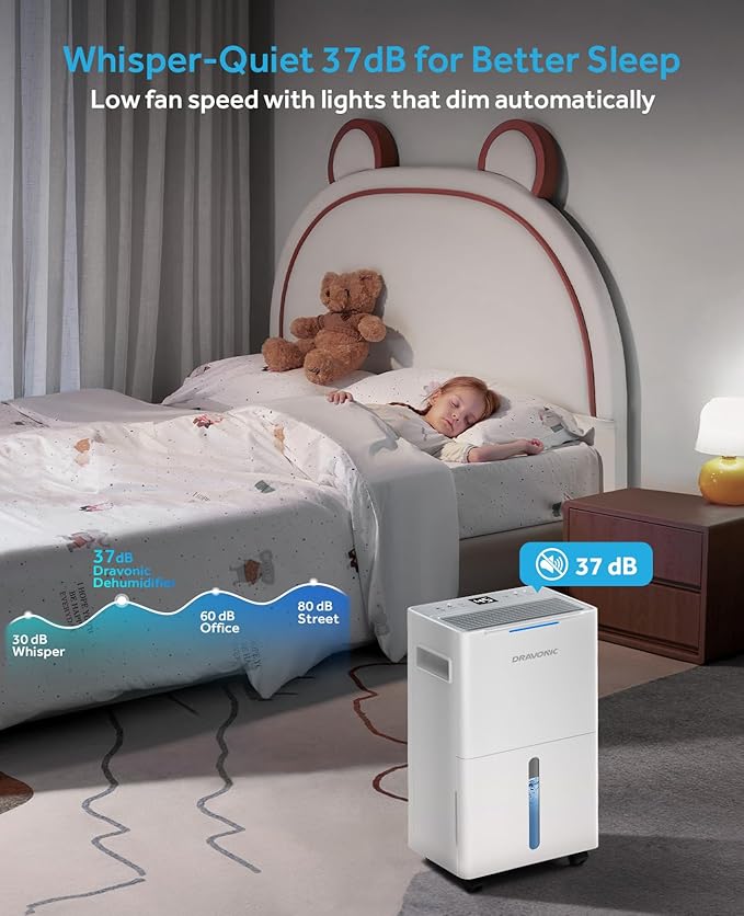 21 Pints Dehumidifier for Basement, 1500 Sq. Ft Dehumidifiers for Home with Drain Hose, Quiet Smart Humidity Control for Bedroom Bathroom with Auto Shut Off, 24H Timer (White)