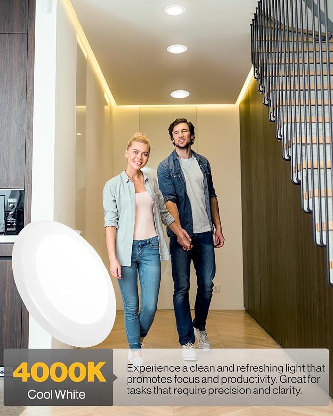 Sunco 24 Pack 6 Inch LED Disk Lights, Flush Mount Ceiling Light Disc, Recessed Can Lighting, 850 LM, 12W (65W Equivalent), 4000K Cool White, Dimmable, Damp Rated ETL.