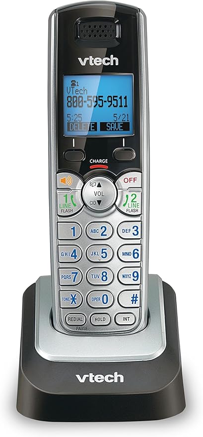 VTech 4-Handset 2-Line Cordless Phone for Small Business or Home with Answering System and Mailbox on Each Line, Caller ID/Call Waiting, Conference Call | DS6151 with 4 Handsets Bundle (Black/Silver)