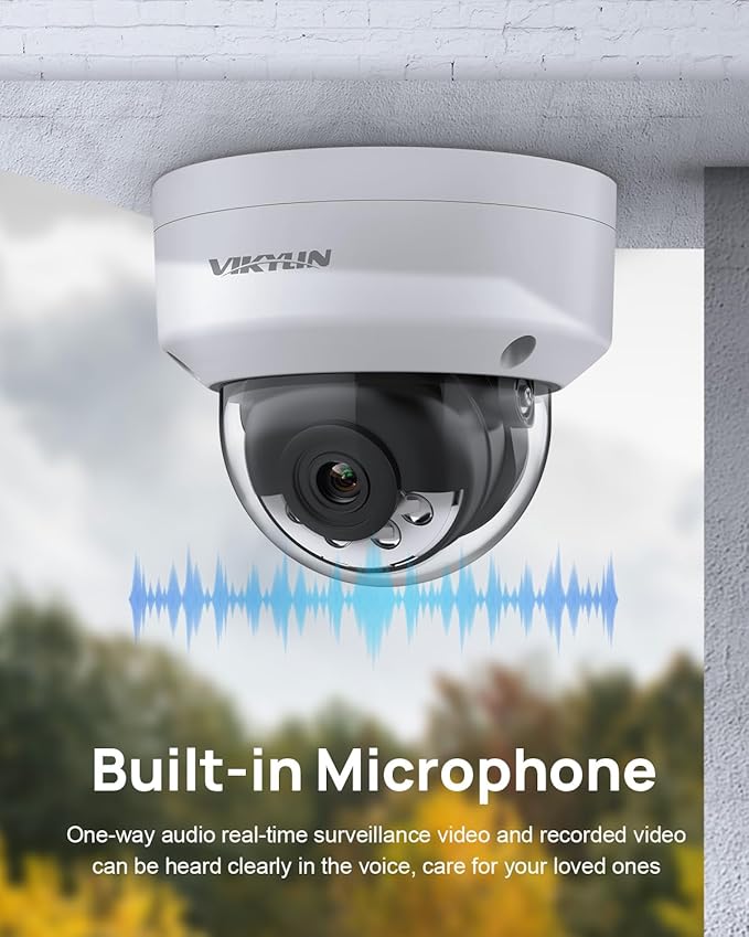 VIKYLIN 5MP IP PoE Vandal Dome Camera, Smart Hybrid Light Color Night Vision, AI Human Vehicle Detection, Outdoor Security Camera with One Way Audio, H265+, Hikconnect/SADP/iVMS4200,