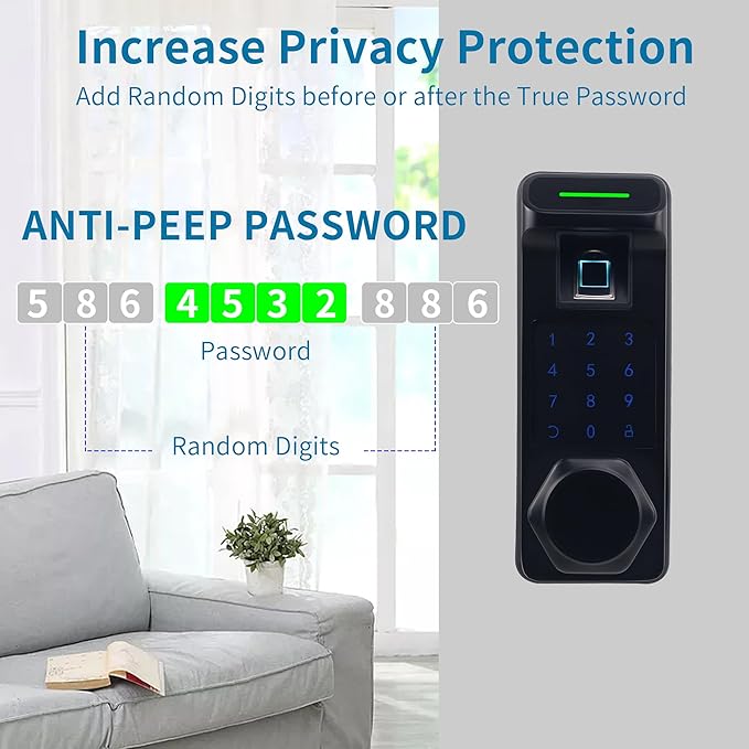 Harfo Fingerprint Door Lock, Heavy Duty Keyless Entry Door Lock, 5 in 1 Smart Door Lock with Touchscreen Keypad, Bluetooth Passcode Door Knob, Keypad Door Lock, APP Electronic Digital Lock (Black)