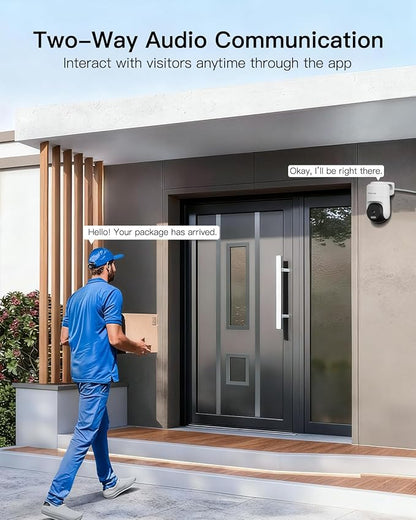 VIMTAG Pan/Tilt Outdoor Security Camera, 4K 8MP WiFi Home CCTV Camera, 360° View & Motion Tracking, Color Night Vision, 2-Way Audio, AI Detection Alarm, IP66, Cloud & SD Card Storage, Works w/Alexa