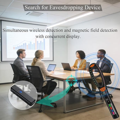 Hidden Camera Detector – Electronic Bug & GPS Tracker Finder, RF Signal Scanner, Portable Rechargeable Surveillance Detector for Home, Hotel, Car & Travel Security