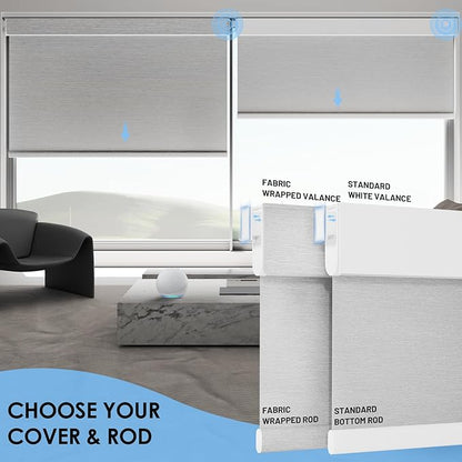 No Drill Motorized Blinds with Remote, No Tools Automatic Blinds for Window, Blackout Motorized Shades, Light-Filtering Smart Blind, Rechargeable, Customized Size, Grey