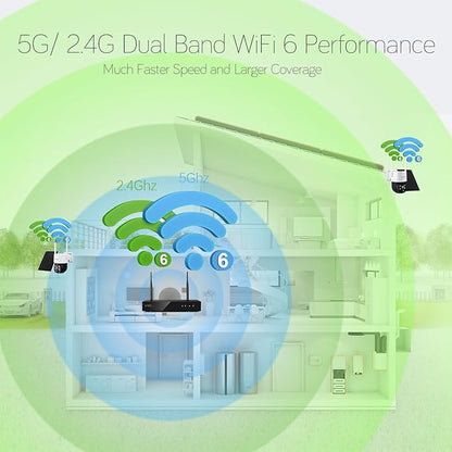 xmartO Wireless 6X DPK3034 AI Tracking 2K HD Metal Dome PTZ Camera + 10CH WNP810-W6 WiFi 6 NVR Bundle, Dual WiFi, H.265+, No Monthly Fee, IP66 Weatherproof, Home Outdoor Security System