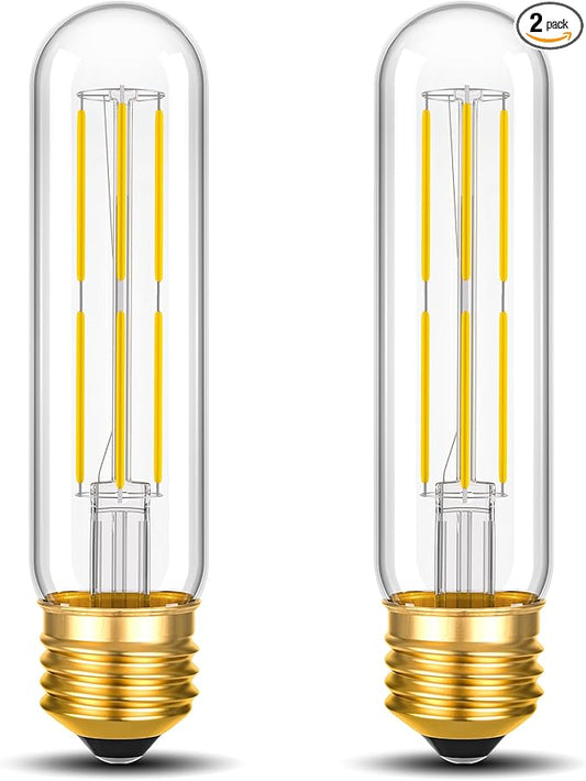 ToBeGreat T30 LED Light Bulbs 6 Watt Equivalent 60W E26 Tubular Bulbs T10 Edison LED Filament Bulb Daylight White 4000K,Desk Lamp,Bedbroom Cafe Restaurant Party,Dimmable (Daylight 4000K, 5 in (2pack))
