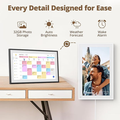 Dragon Touch Digital Calendar 21.5 Inch Touch Screen, Electronic Wall Calendar Chore Chart for Family Monthly/Weekly Planner, Interactive Display for Home Organization, Desk Mount Included - Black