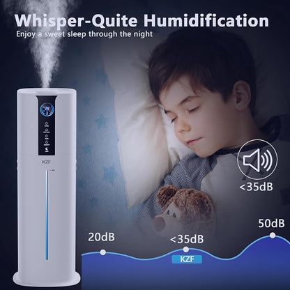 KZF 9L Smart Humidifiers for Bedroom Large Room, 2.3Gal Cool Mist Top Fill Diffuser App & Remote Control, 3 Mist Modes, Quiet Humidifier for Home Office Plant (App Control, White)