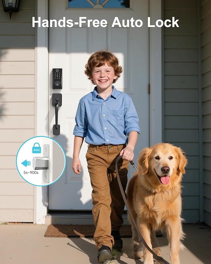 WiFi Smart Locks for Front Door: Keyless Entry WiFi Keypad Deadbolt Lock, Compatible with Alexa, Remote Control, Fingerprint Password Unlock, Auto Lock, Built-in Wi-Fi (2.4Ghz)