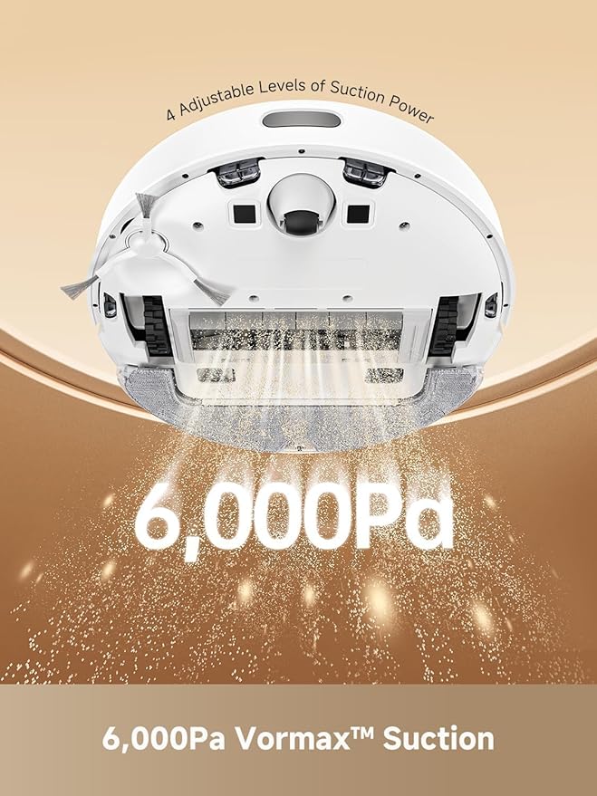 DREAME C20 Plus Robot Vacuum and Mop Combo, 90 Days Self-Emptying Robotic Vacuum, Power Suction Robot Vacuum, LiDAR Navigation, APP/Voice Control, Robot Vacuum Cleaner for Pet Hair/Carpet/Hard Floor