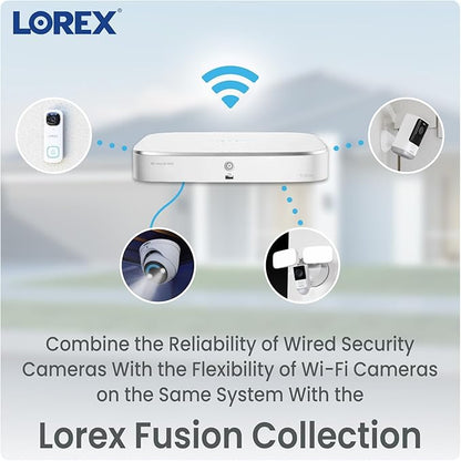 Lorex 4K 8MP Wi-Fi 6 Spotlight Security Camera | Indoor/Outdoor | Color Night Vision | Smart Motion Detection | 32GB Local Storage | 2-Way Talk | IP65 Rated | No Monthly Fees | White