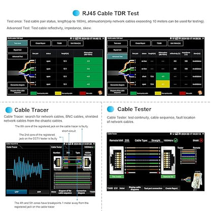 Upgraded 8K IP Camera Tester with PoE, WANLUTECH CCTV Test CVI TVI AHD SDI Analog Camera Test 5.4inch Touchscreen Cable Tracer RJ45 Cable TDR Test RS485 HDMI in VGA in (IPC-5200C Plus)