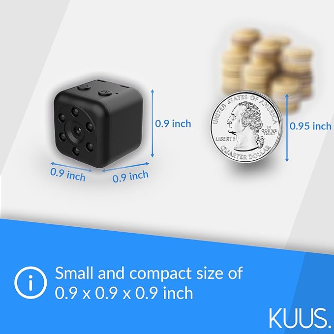 KUUS. 0.9 inch Hidden Camera, Micro Spy Camera, Small Camera, Hidden Cameras for Home. Miniature Train spy cam. Night Vision Motion Detection | Includes 32GB TF Card! | NO APP! No Wi-Fi C1PRO