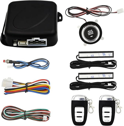 Passive Keyless Entry Car Alarm System PKE Engine Starter Push Button Vehicles Start/Stop Kit Safe Lock with 2 Smart Key (Upgrade)