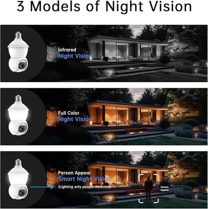 Smart Light Bulb Security Camera,5G&2.4G Security Cameras Wireless Outdoor,2K Light Bulb Camera, 360° Camera for Home Security,AI Detection,Smart Night Vision, Two-Way Audio (White 2 Packs)