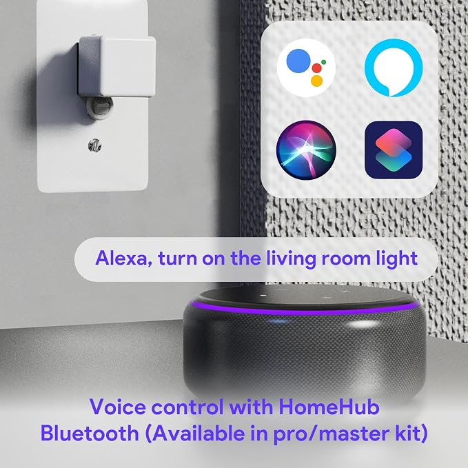 Fingerbot Plus (Bluetooth) Smart Button Pusher – No-Wire Smart Switch with App, Timer & Touch Control, Alexa & Google Home Compatible with ORYZIC Tuya Bluetooth Hub, Rechargeable