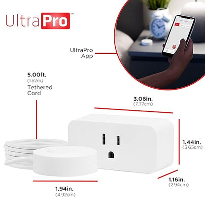 UltraPro Smart Plug WiFi Outlet with Tether, Smart Outlet, Smart Home, Smart Switch, Works with Alexa, Google Home, No Hub Needed, ON/Off Switch, Easy to Use App, Remote Control Outlet, 60342