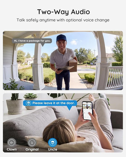 BOIFUN Video Doorbell Camera Wireless – No Subscription Required, 2K HD, 166° Wide View, HDR Night Vision, Motion Alerts, Two‑Way Audio & Battery Video Doorbell with Chime, 2.4 GHz Wi‑Fi Only