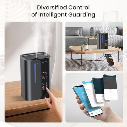 OGACFO 5L Smart Air Humidifiers for Bedroom with Essential Oils, Top Fill 50H Runtime Cool Mist Large Humidifiers for Home Bedroom Nursery, 28 dB Quiet Humidifier for Baby & Plants