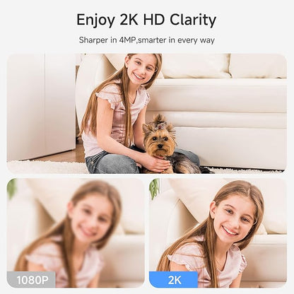 Noorio Security Camera 2K, Baby Monitor Dog Camera 360-degree for Home Security/Smart Motion Tracking, Phone App, IR Night Vision, Siren, Compatible with Alexa, 2-Way Audio, CS201