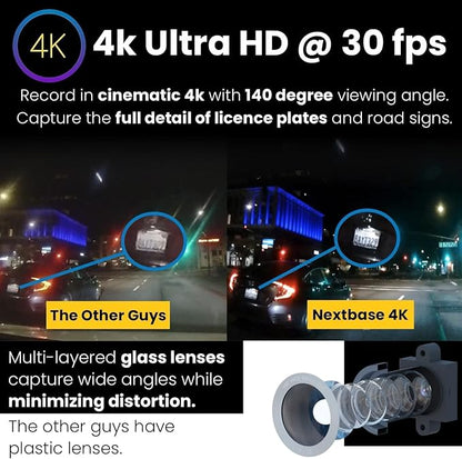 Nextbase 622GW Dash Cam with Rear Window Cam and 256GB Micro SD Memory Card Bundle - Dash Cam Front and Rear with True 4K 30fps UHD Auto Record, Wi-Fi, GPS, Bluetooth, Alexa, Parking Mode