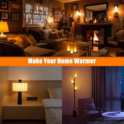 Bestview LED Flame Effect Light Bulbs,3 Modes Smart E26 Chandelier Base Flickering Candle Fire Light Bulb for Halloween, Christmas, Party, Porch, Indoor&Outdoor Home Decoration (2 Pack)
