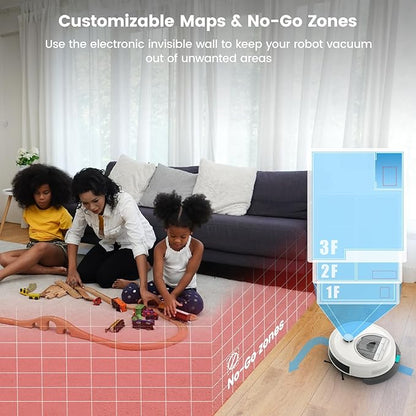 OKP Lidar Robot Vacuum and Mop Combo, 6000Pa Automatic Robotic Vacuum, Smart Mapping, 3.7 inch Thin, 150 Min Max, 5G WiFi/App/Alexa Control, Ideal for Pet Hair, Hardfloors, Carpets, Home(L6 Aqua)