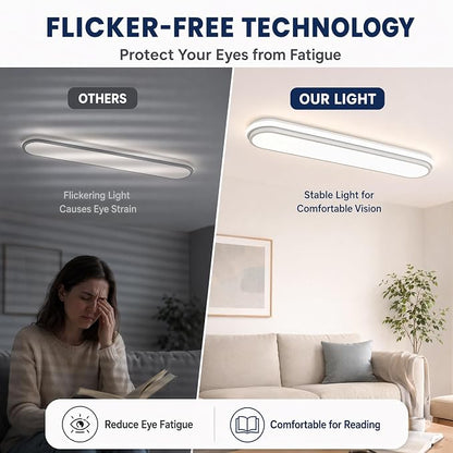 28.3 Inch Modern Smart LED Ceiling Light,40W High Brightness Linear Flush Mount Light Fixture,Dimmable Long Led Ceiling Lamp with Remote Control for Kitchen,Garage,Hallway,Laundry,Study Room