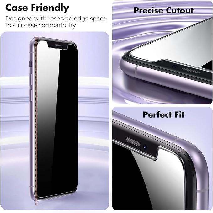 UNBREAKcable Privacy Screen Protector Shatterproof Tempered Glass [True 28°Anti Spy] [9H Hardness] [Easy Installation Frame] for iPhone 11/XR 6.1 inch - 2 Pack