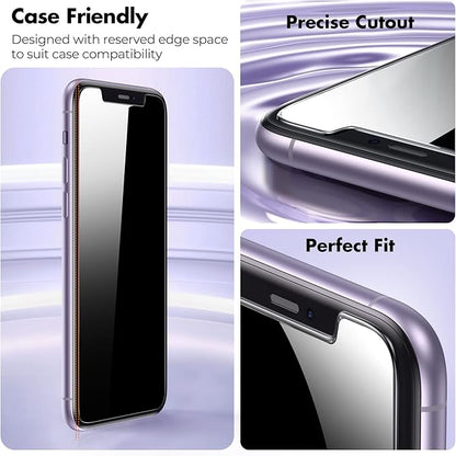 UNBREAKcable Privacy Screen Protector Shatterproof Tempered Glass [True 28°Anti Spy] [9H Hardness] [Easy Installation Frame] for iPhone 11/XR 6.1 inch - 2 Pack