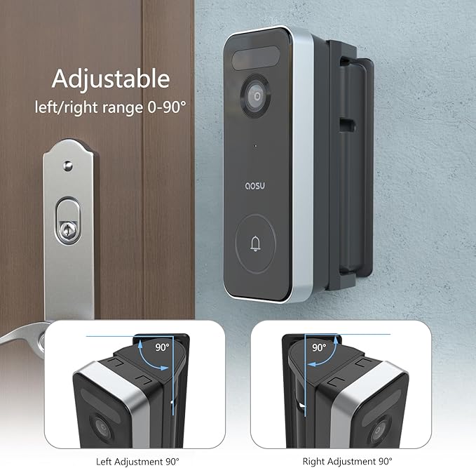 Holder for aosu Doorbell Camera Ultra V8S1AX11, Adjustable 0 to 90°Angle Mount for aosu Doorbell SE V8E2CA11, Corner Mount Wall Plate Mounting Bracket Kit Stand for aosu Doorbell Camera Ultra/SE/Pro