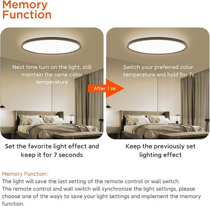TALOYA Flush Mount Ceiling Light with Remote,3000K-6500K Adjustable,2000K Nightlight,15.8 Inch, Led Low Profile Ceiling Lights for Bedroom, Living Room, Kitchen, Black