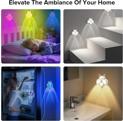 Motion Sensor Stair Lights Indoor - Rechargeable Dimmable RGBW & Warm White Night Light, Magnetic Mount Motion Activated Battery Lamp for Step Hallway Bathroom Cabinet Closet(White, 1 Pack)