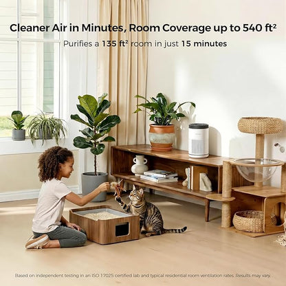 Air Purifier for Bedroom, HEPA Air Purifier for Smoke, Dust, Pollen, Pet Dander, Odor & Hair, Quiet Portable Air Cleaner with Sleep Mode, Covers Up to 540 Sq Ft, AC300 Pro White