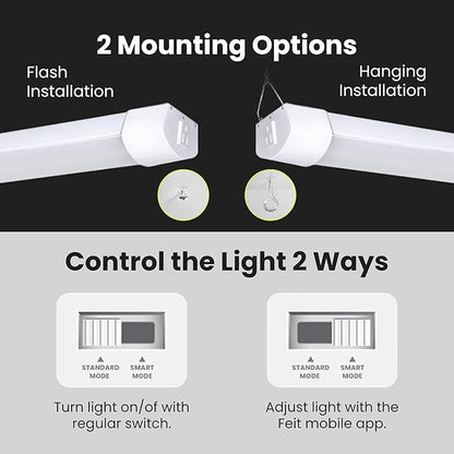 Feit Electric 4 ft. Smart WiFi 105-Watt LED Shop Light, No Hub Required, Alexa or Google Assistant, 3000K/4000K/5000K Color Temperature CCT Changing, SHOP/4/HO/CCT/AG