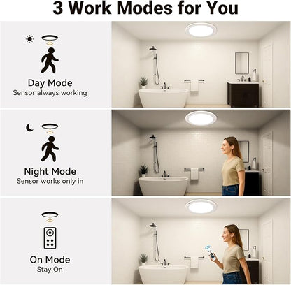 Rechargeable Ceiling Light, No Wiring Battery Operated Ceiling Lights with Remote, Motion Sensor Dimmable Timing Motion Activated Overhead Shower Light for Bathroom Pantry Hallway Porch (6)