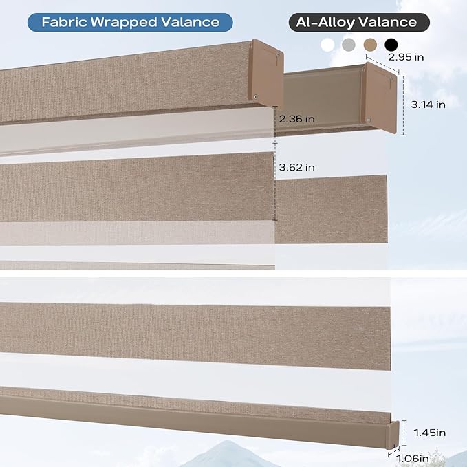 Motorized Zebra Blinds Compatible with Alexa Smart Dual Layer Shades with Control Remote Roller Blinds Automatic Shades for Smart Home and Office Customized Size (95% Shading - Luxury Coffee)