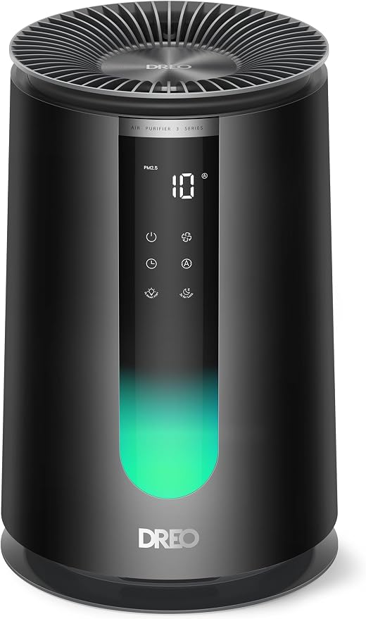 DREO Home Air Purifier 338, Bedroom HEPA Air Cleaner for Dorm Room, Pets, Smoke, Dust, Pollen,Odor with Scent Diffuser,PM2.5 Quality Monitor, 4 Fan Speeds & Auto/Turbo/18dB Quiet Sleep Mode, DR-HAP008