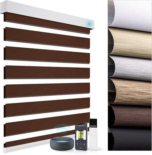 ZSTARR Motorized Blackout Window Blinds Customize Width(25-93 in) Remote Control Wireless Roller Shades Blinds for Windows, Office,Home, Hotel, Club, HD164 Dark Brown