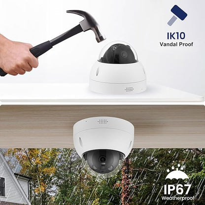 DahuaSecurity 4K 8MP PoE IP Camera, Smart Dual Light Outdoor Dome Camera with IK10 Vandal-Proof, Person/Vehicle/Animal Detection, Spotlight Color Night Vision, 2 Way Talk, IP67 (Dome-FB-8MP-B)