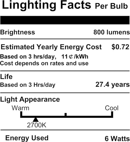 5 Inch Edison Bulb, 2700K Soft White E26 Led Bulb 6W Dimmable, 800LM T10 T9 Bulb Clear Glass Tubular Light Bulbs, AC 120V Equal 80 Watt Bulbs for Chandelier Pendant Wall Light - 4Pack