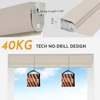 Persilux Custom Size Motorized No Drill Zebra Blackout Blinds, Smart Zebra Drilless Automatic Dual Layer,Quick Install,Privacy Electric No Tools Zebra Blinds for Home,Beige,RS20288-10