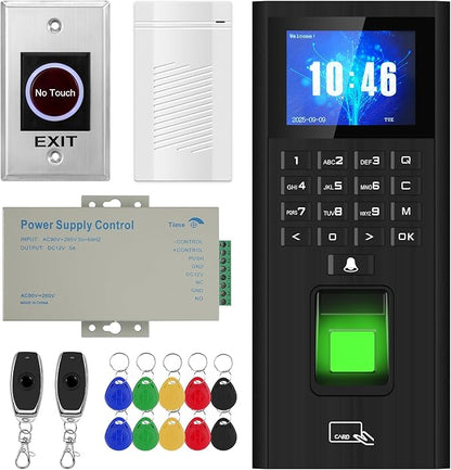 Biometric Fingerprint Security Access Control System kit (No Lock),RFID T9 keypad Door Lock,time attendance System,smart Remote Control Door Opener,Metal Sensor Switch,doorbell,Password