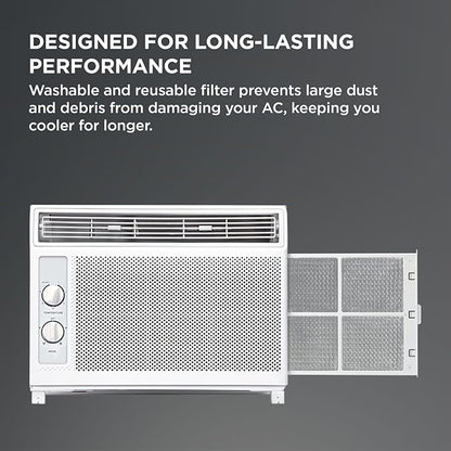 TCL 5000 BTU Window Air Conditioner, Compact Energy Efficient AC Unit with Fan & Reusable Filter for Bedroom, Living Room, Garage, Other Rooms Up To 150 Sq. Ft.