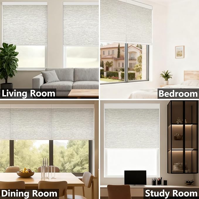 Motorized Blackout Roller Shades with Remote – Smart Blinds for Bedroom, Alexa Google Home Siri, Matter Compatible, Custom Electric Window Shades, Cordless Rechargeable